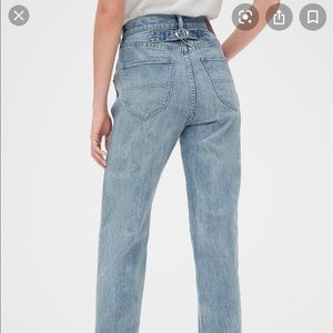 GAP High Rise Straight Leg Jeans + Buckle-back